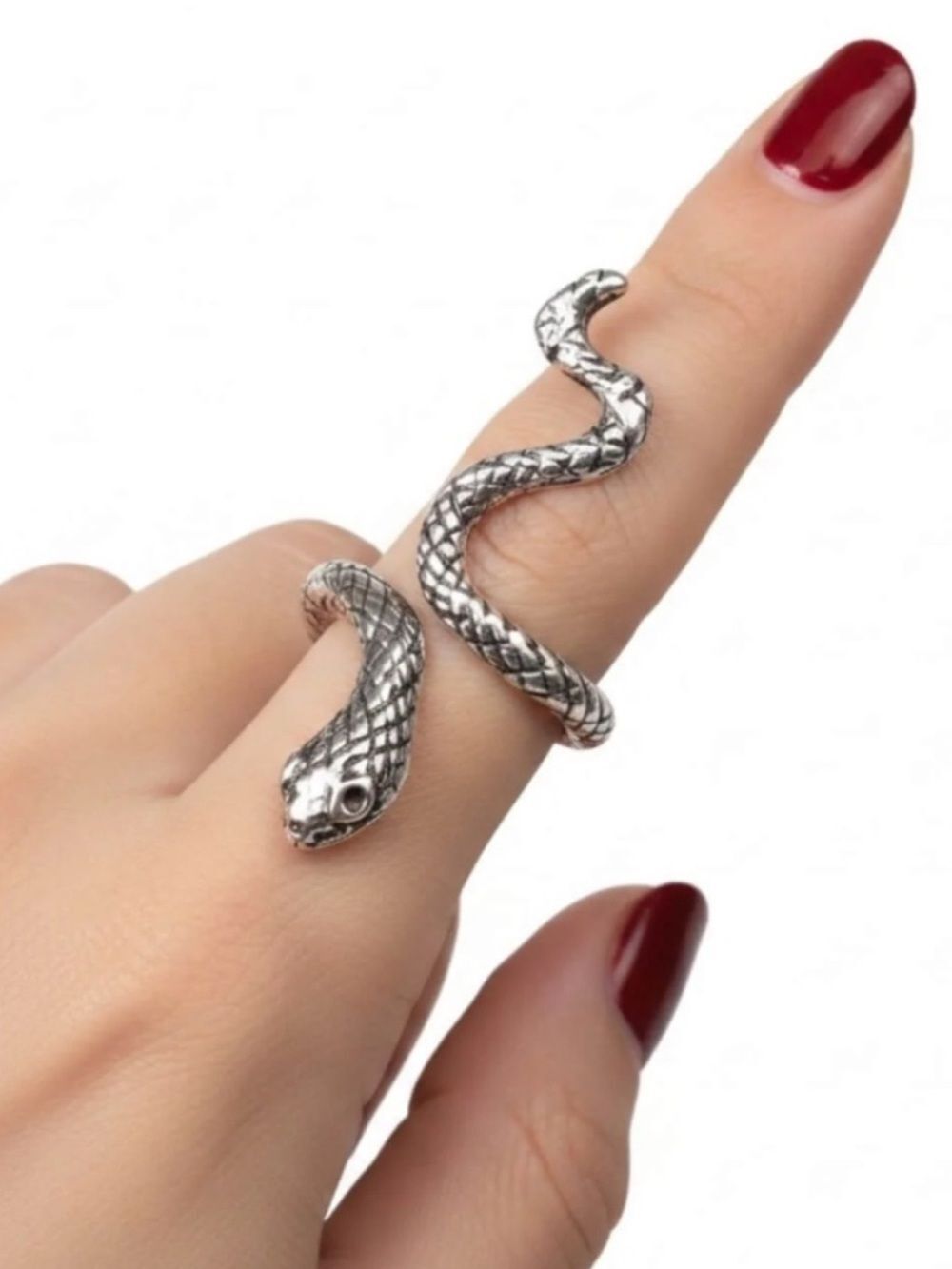 Antique Silver Cross Hatch Snake Wrap Ring Whimsigoth NWT